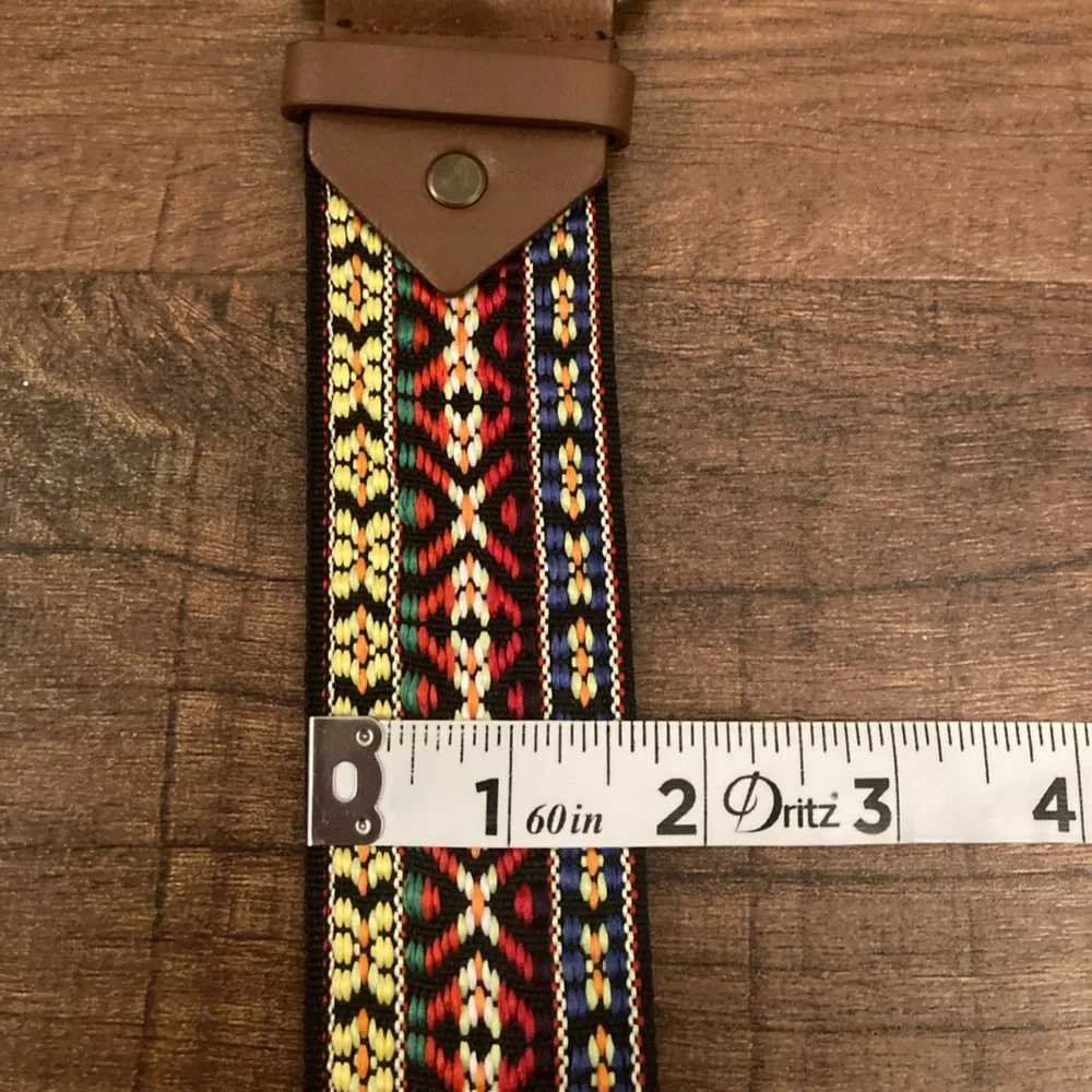 Boho Western Embroidered Belt Brown Vegan Leather Western EUC Women’s Plus 3X